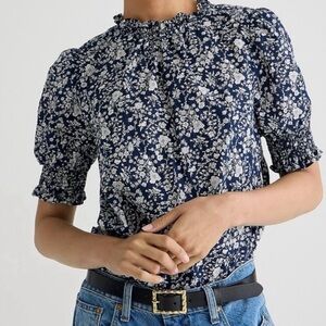 J. Crew Smocked Puff Sleeve Top Liberty of London Fabric Floral Coquette XXS